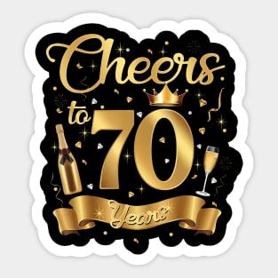 Cheers To 70 Years Old Happy 70th Birthday Queen Champagne Sticker